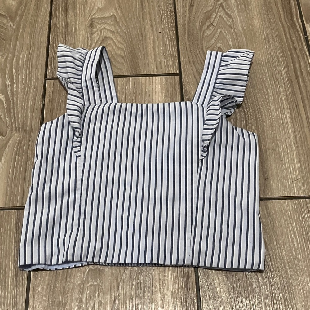 Abercrombie Kids Blue and White Ruffle Top